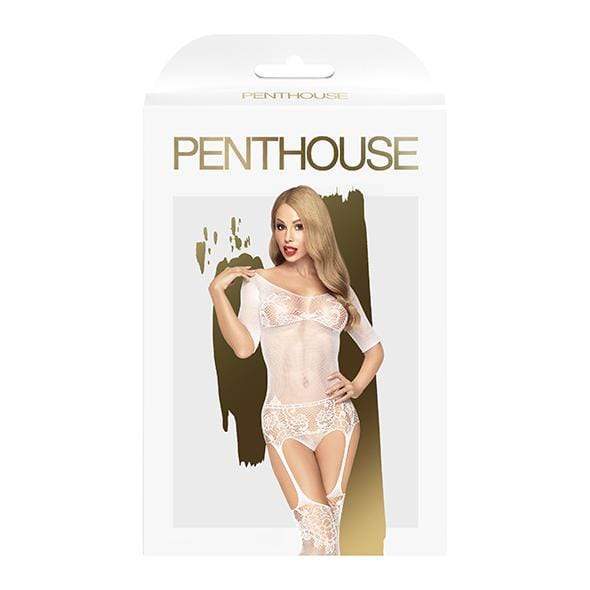 Penthouse - Sugar Drop Suspender Bodystocking Costume S-L (White) - Bodystockings Durio.sg