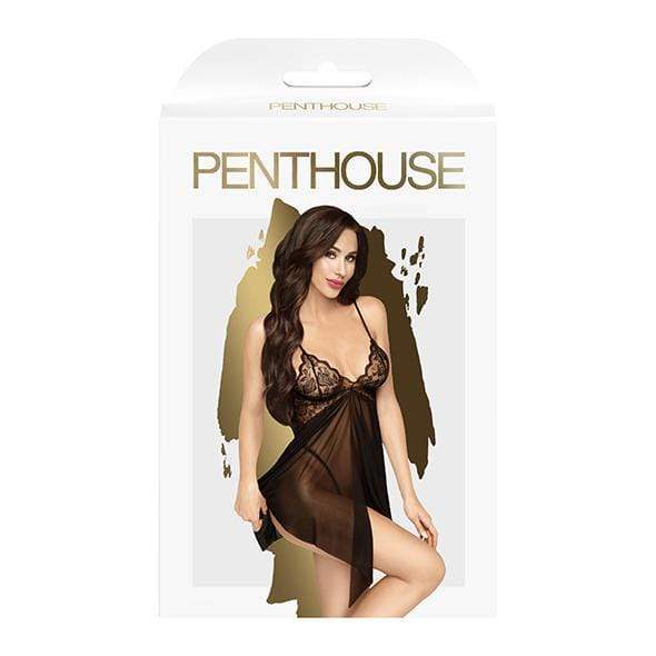 Penthouse - Sweet Beast Babydoll with Thong Chemise L/XL (Black) - Chemises Durio.sg