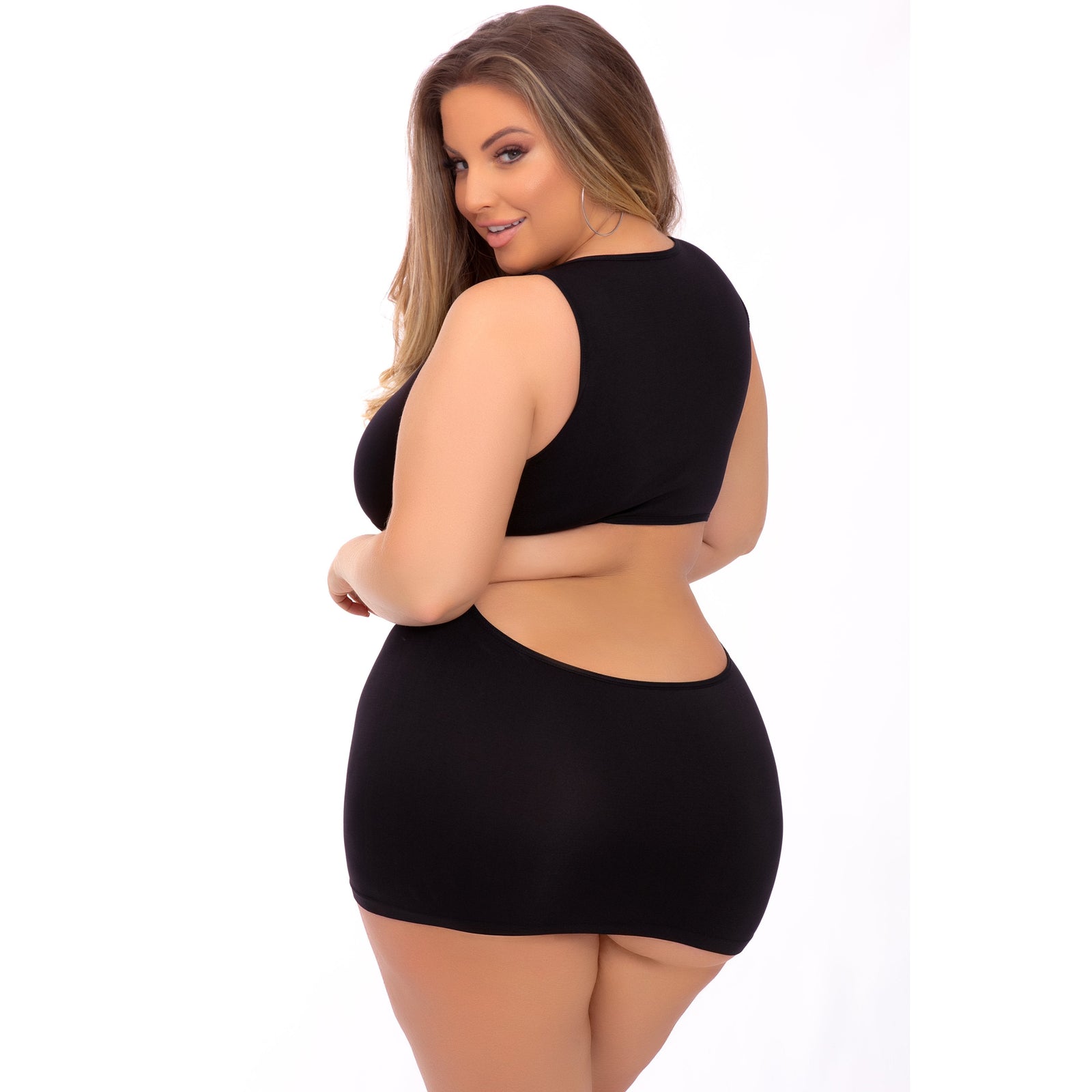 Pink Lipstick - Hideaway Hottie Seamless Dress Costume Queen (Black) - Dresses Durio.sg