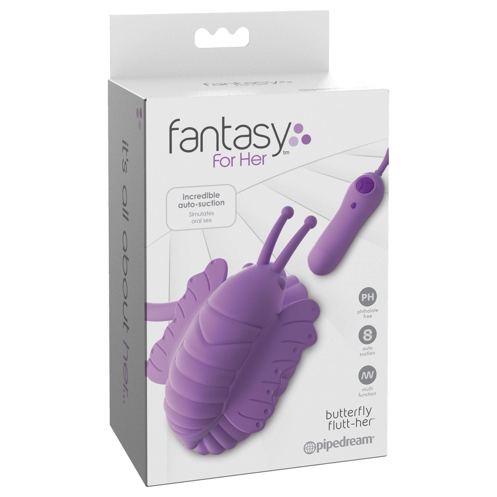 Pipedream - Fantasy For Her Butterfly Flutt-Her Clit Massager (Purple) - Clit Massager (Vibration) Non Rechargeable Durio.sg
