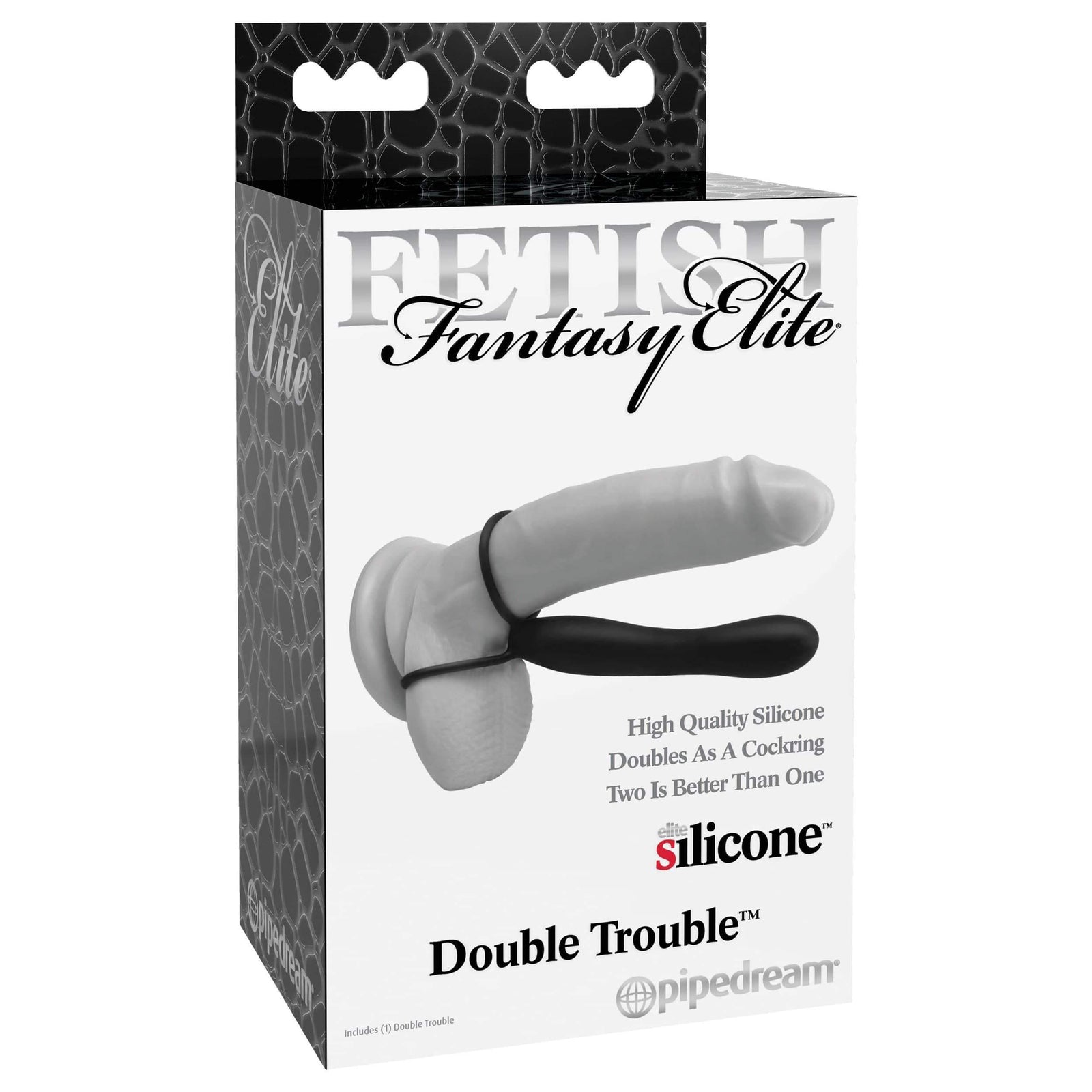 Pipedream - Fetish Fantasy Elite Double Trouble Cock Ring (Black) - Cock Ring (Non Vibration) Durio.sg