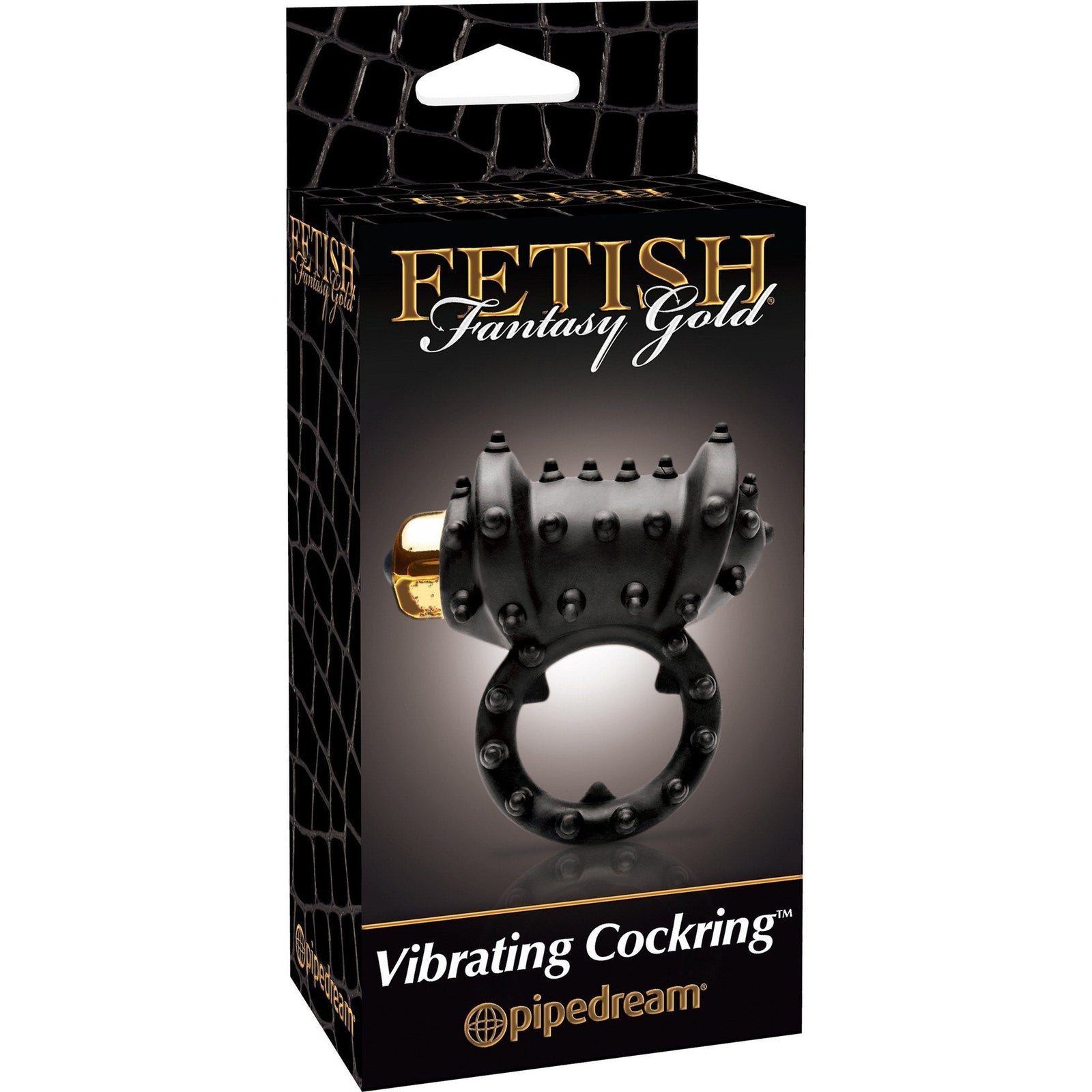 Pipedream - Fetish Fantasy Gold Vibrating Cock Ring (Black) - Rubber Cock Ring (Vibration) Non Rechargeable Durio.sg