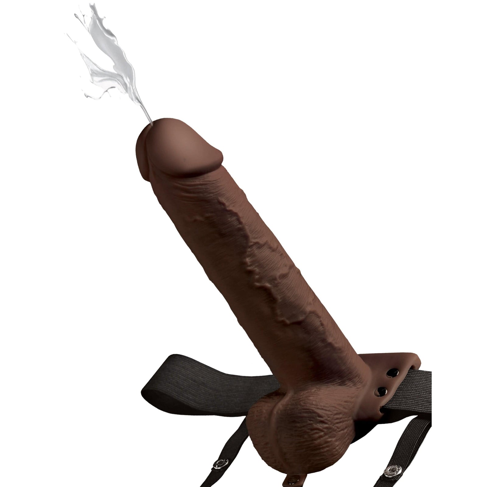 Pipedream - Fetish Fantasy Series Hollow Squirting Strap On Dildo with Balls 9" (Brown) - Strap On with Hollow Dildo for Male (Non Vibration) Durio.sg
