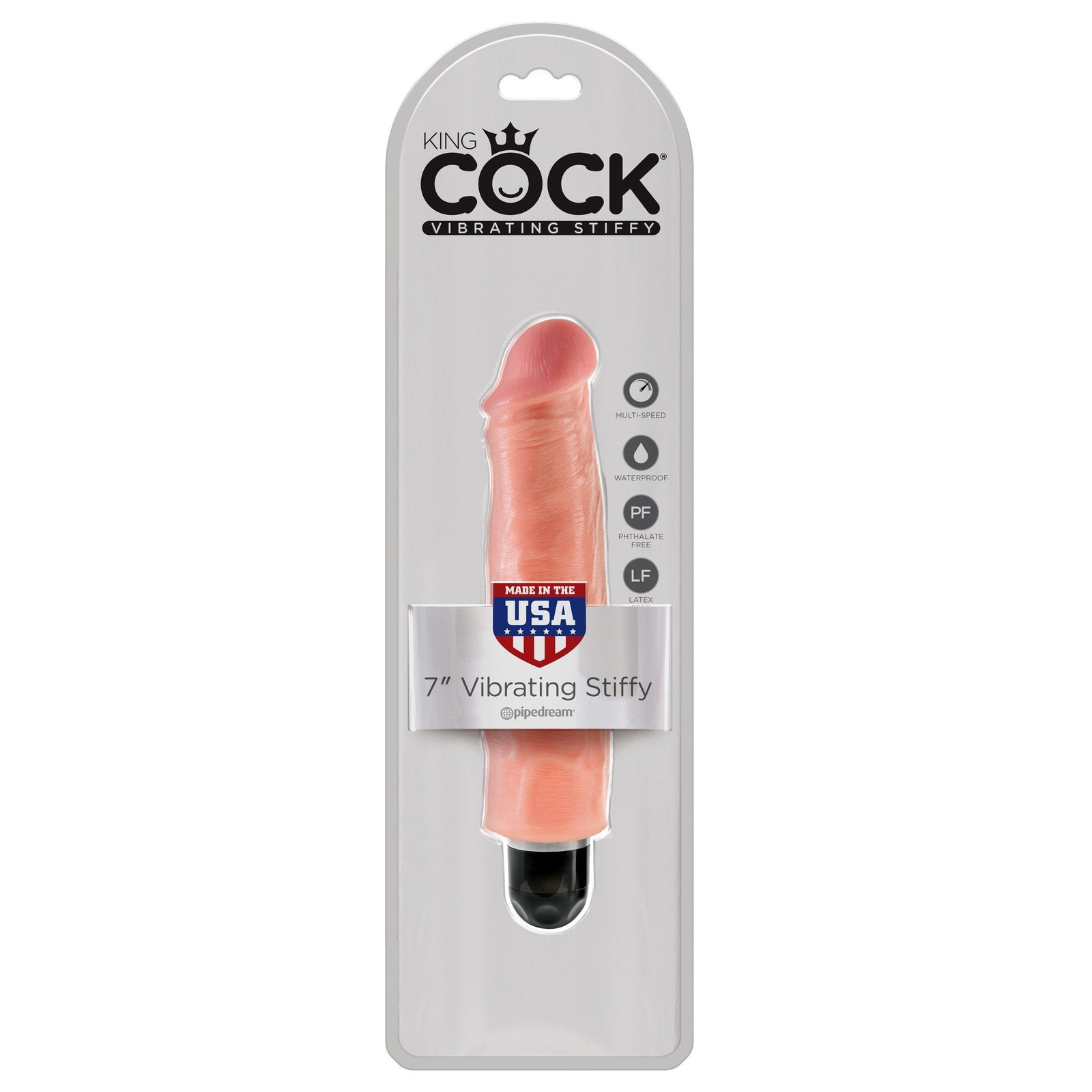 Pipedream - King Cock 7" Vibrating Stiffy Cock (Beige) - Non Realistic Dildo w/o suction cup (Vibration) Non Rechargeable Durio.sg