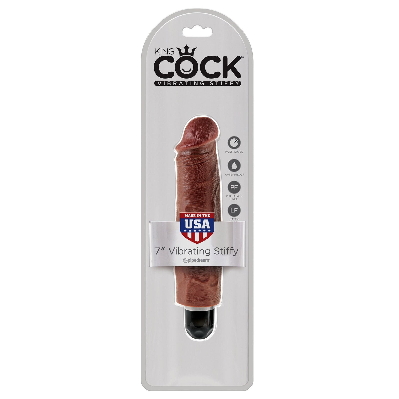 Pipedream - King Cock 7" Vibrating Stiffy Cock (Brown) - Non Realistic Dildo w/o suction cup (Vibration) Non Rechargeable Durio.sg