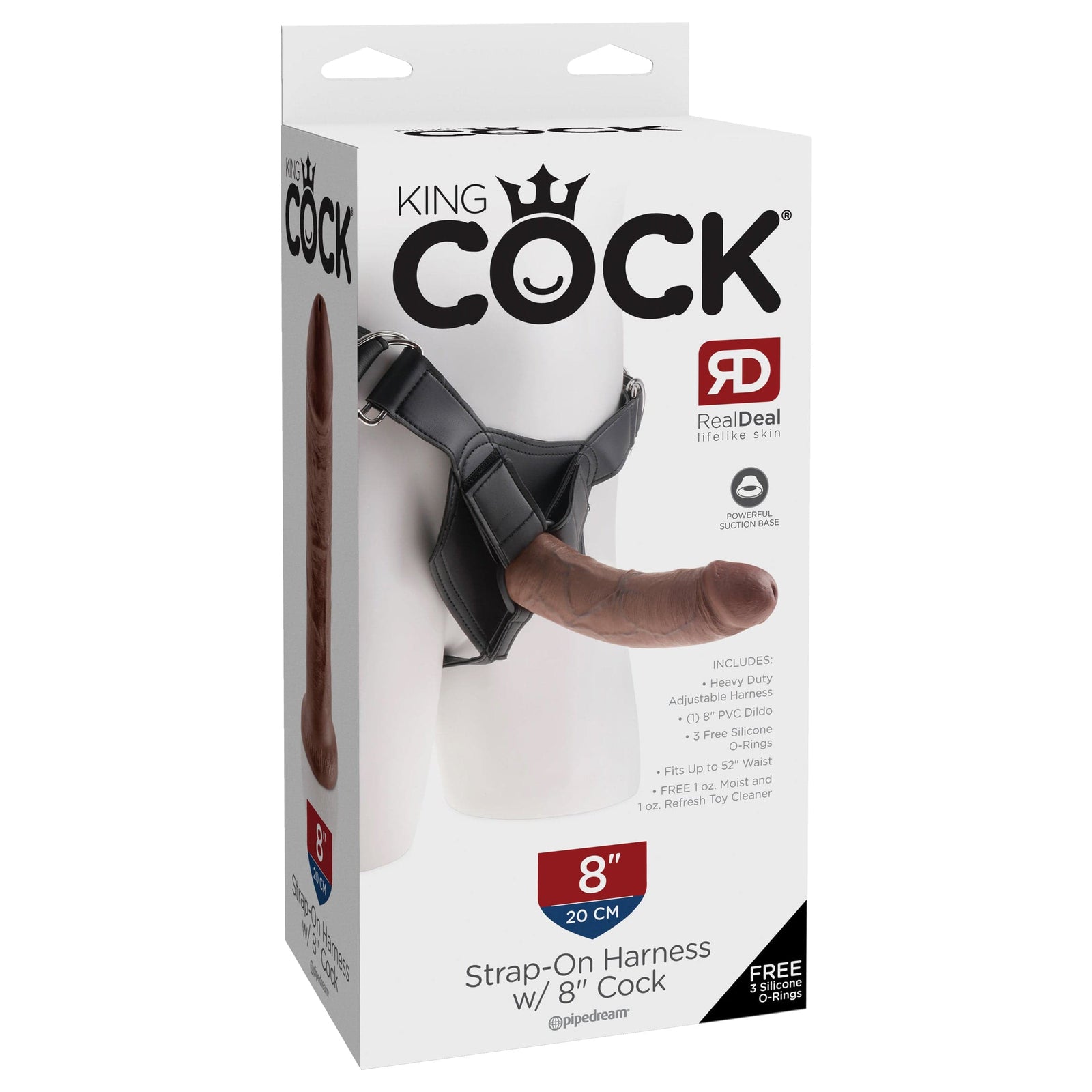 Pipedream - King Cock Strap On Harness with Dildo Cock 8" (Brown) - Strap On with Non hollow Dildo for Female (Non Vibration) Durio.sg