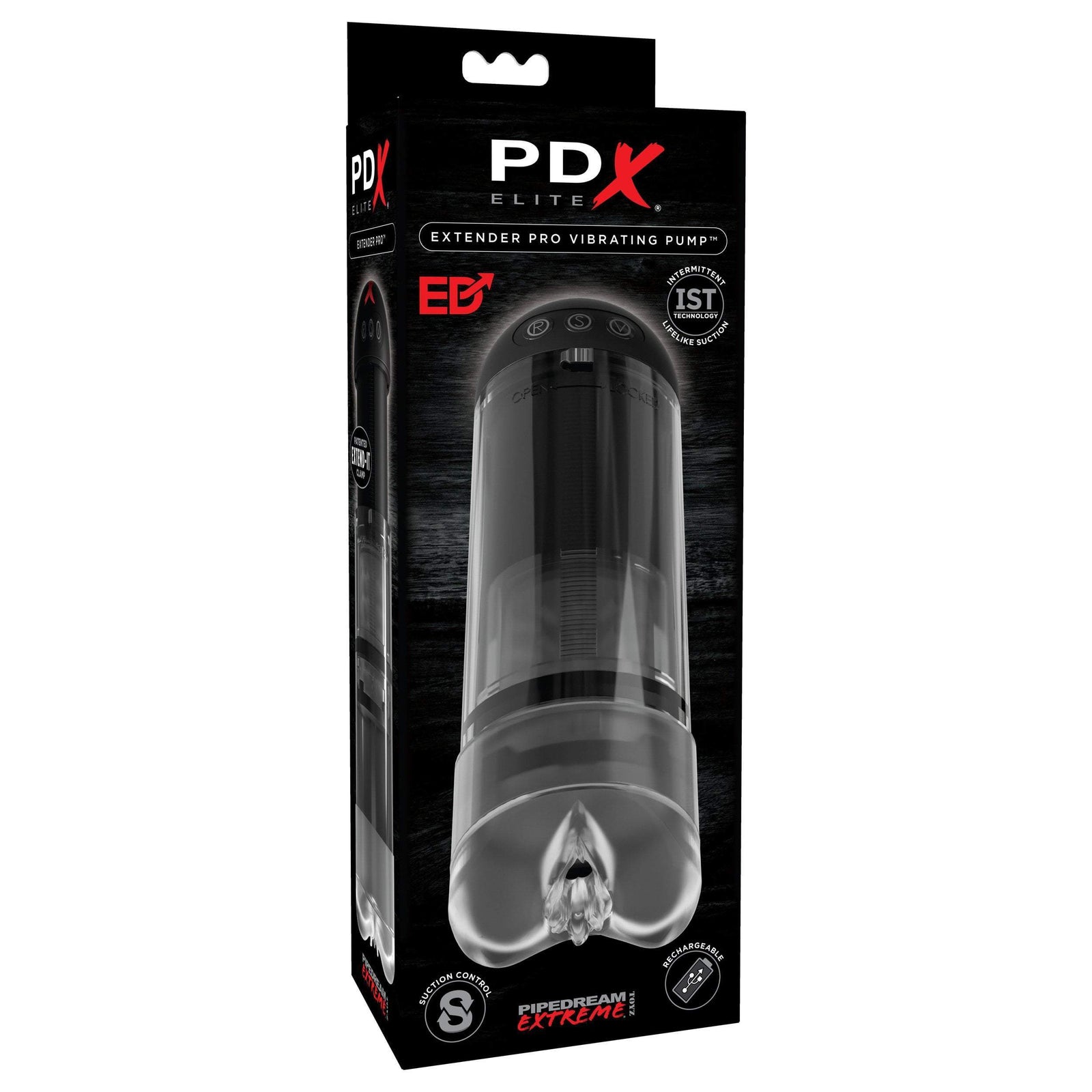 Pipedream - PDX Elite Extender Pro Vibrating Pump (Black) - Penis Pump (Vibration) Rechargeable Durio.sg