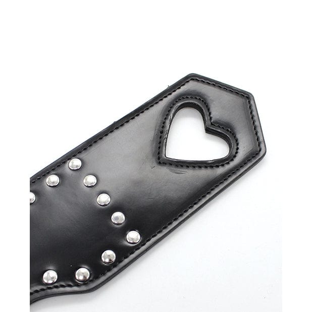 Plesur - Cut Out Heart with Studs Paddle BDSM (Black) - Paddle Durio.sg