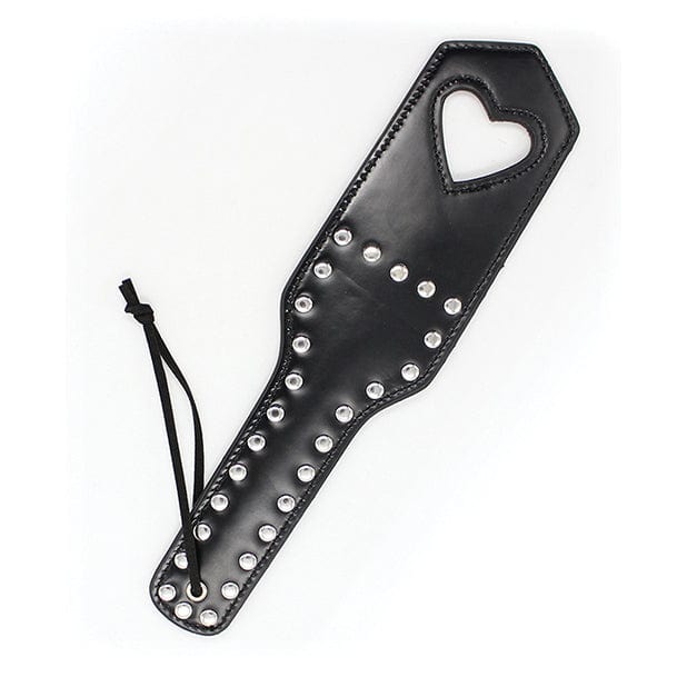 Plesur - Cut Out Heart with Studs Paddle BDSM (Black) - Paddle Durio.sg