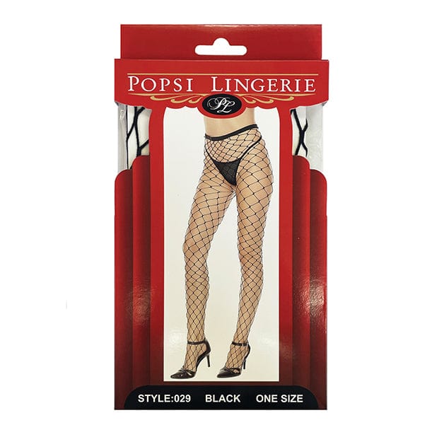 Popsi Lingerie - Fence Net Pantyhose O/S (Black) - Stockings Durio.sg