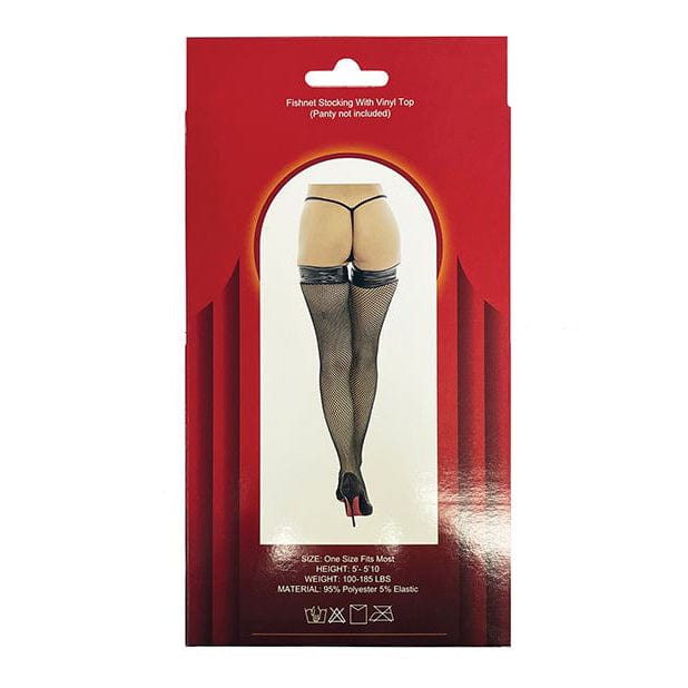 Popsi Lingerie - Vinyl Top Fishnet Stocking O/S (Black) - Stockings Durio.sg