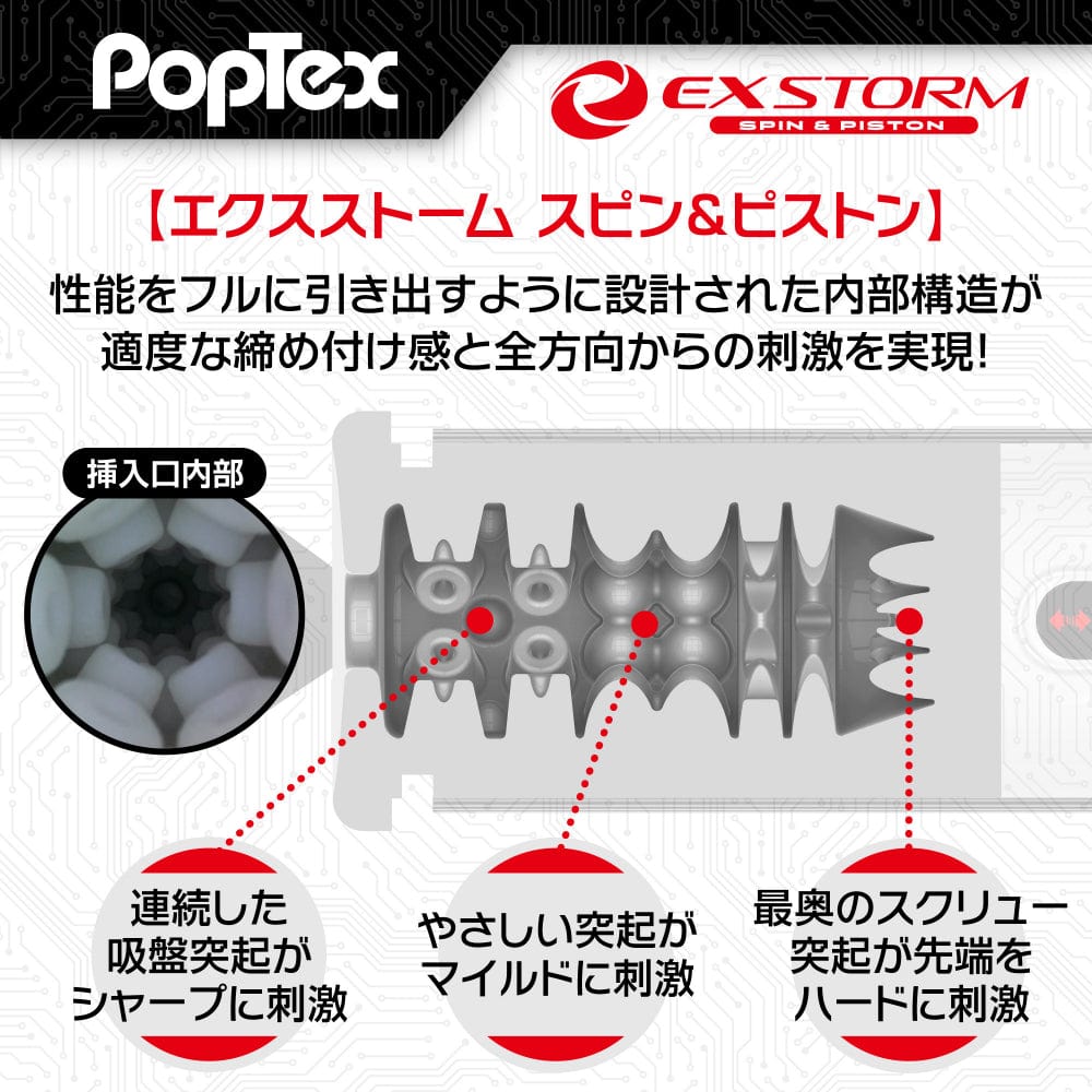Poptex - Ex Storm Spin and Piston Double Motor Electric Masturbator (White) - Masturbator (Hands Free) Rechargeable Durio.sg