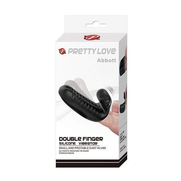 Pretty Love - Abbott Double Finger Sleeve Vibrator (Black) - Clit Massager (Vibration) Non Rechargeable Durio.sg