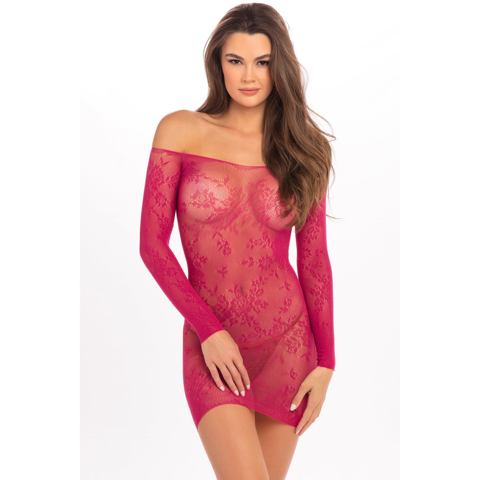 Rene Rofe - Open Season Off Shoulder Dress Costume M/L (Pink) - Dresses Durio.sg