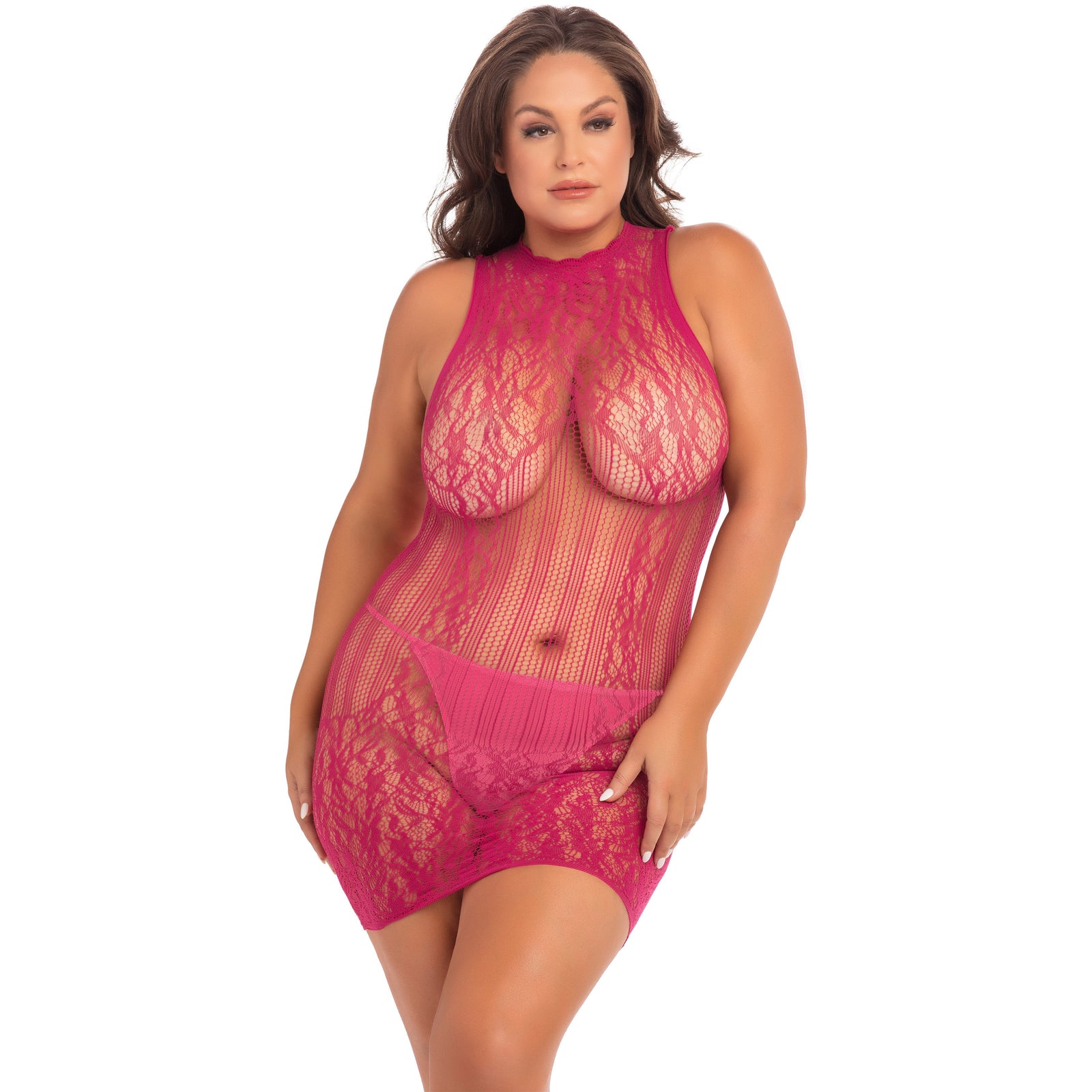 Rene Rofe - Reckless Lace Mini Dress Costume Queen (Pink) - Dresses Durio.sg