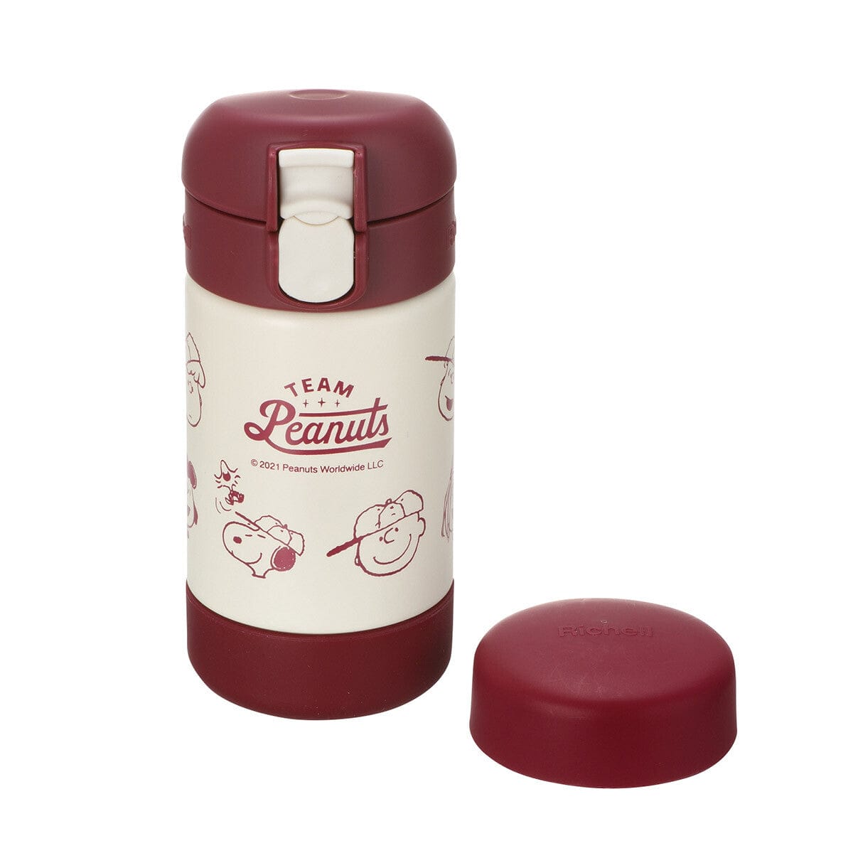 Richell - 2 Way Snoopy Peanut Collection Stainless Steel Water Bottle Mug - Baby Water Bottle Durio.sg