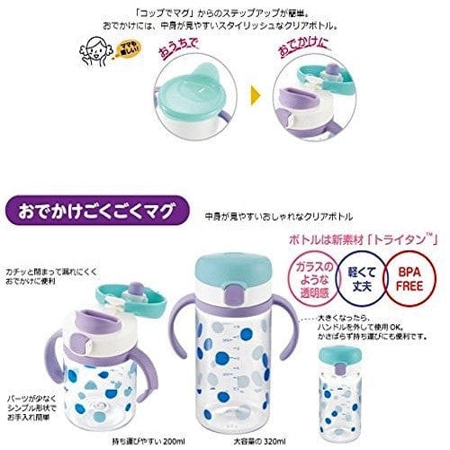 Richell - Aqulea Clear Tritan Direct Drinking Water Bottle Mug - Baby Water Bottle Durio.sg