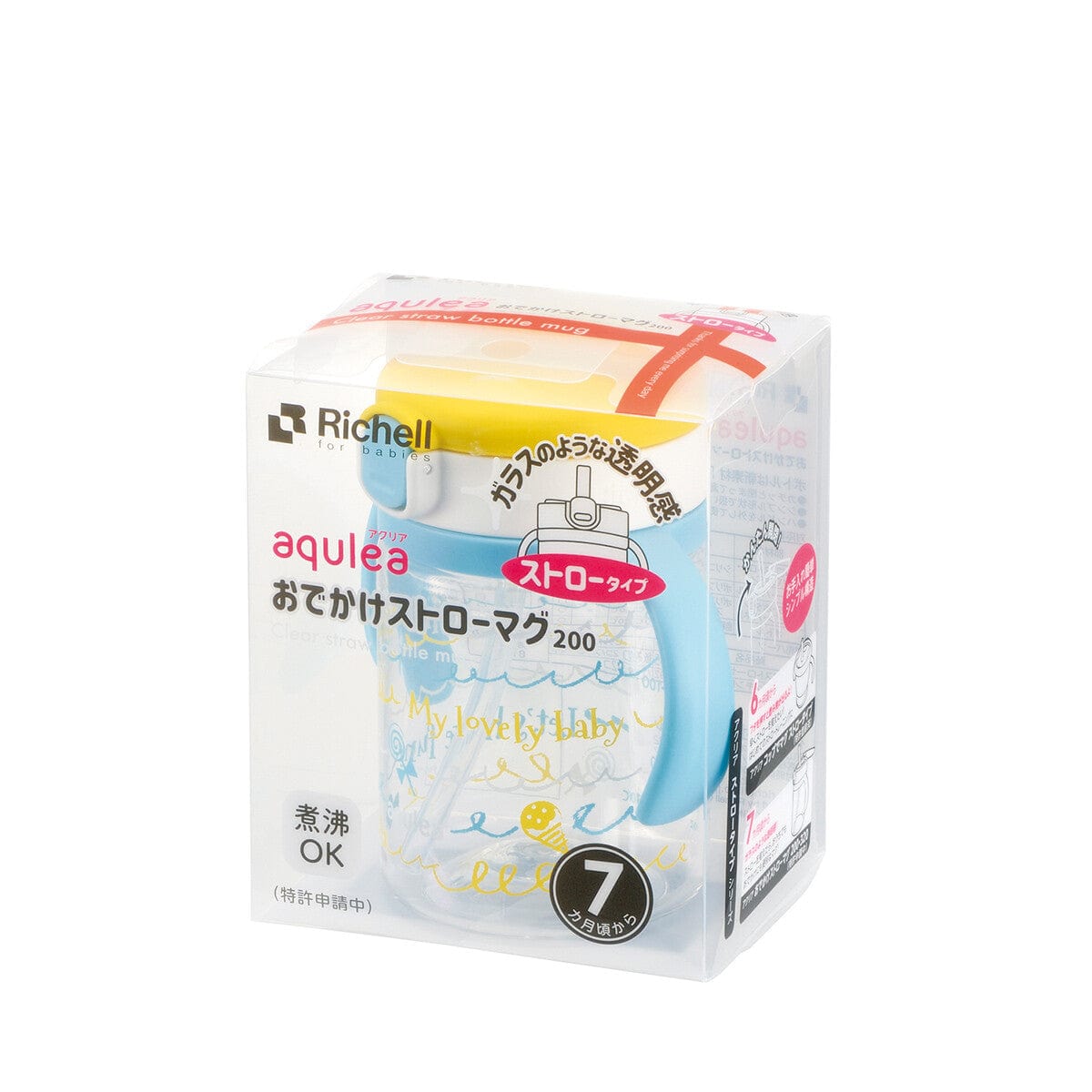 Richell - Aqulea Clear Tritan Sippy Straw Baby Water Bottle Mug - Baby Water Bottle Durio.sg