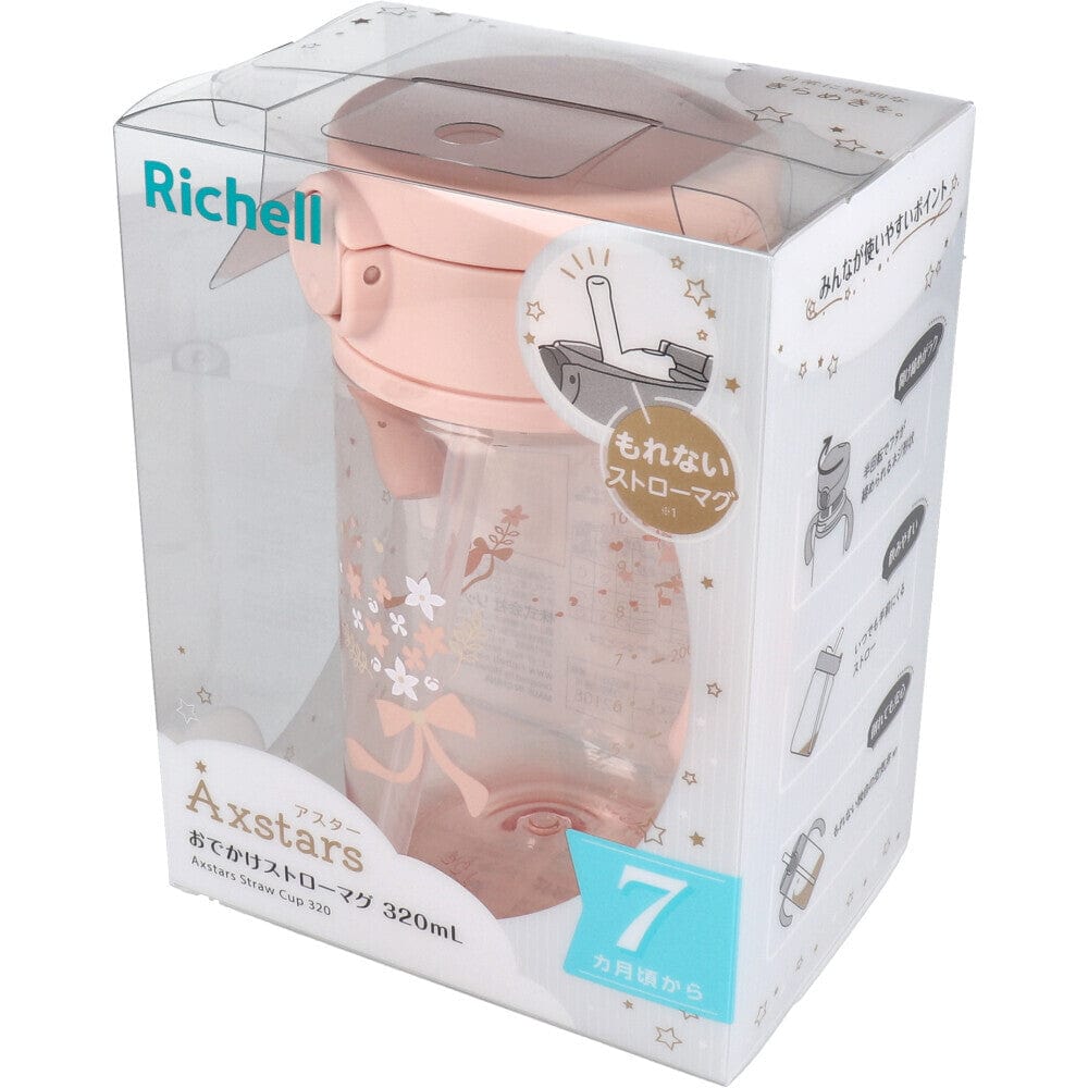 Richell - Axstars Baby Straw Cup Clear Tritan Training Water Bottle Mug - Baby Water Bottle Durio.sg