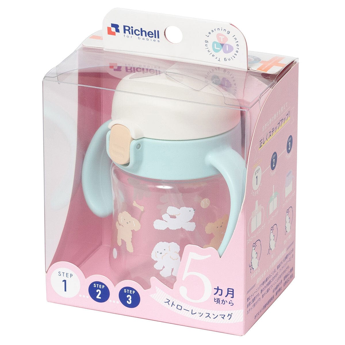 Richell - T.L.I Baby Stage 1 Try Sippy Spout Clear Training Water Bottle Mug - Baby Water Bottle Durio.sg
