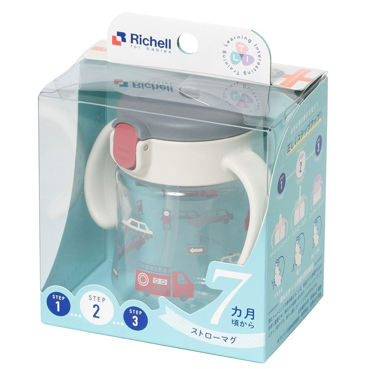 Richell - T.L.I Baby Stage 2 Try Straw Clear Training Water Bottle Mug - Baby Water Bottle Durio.sg