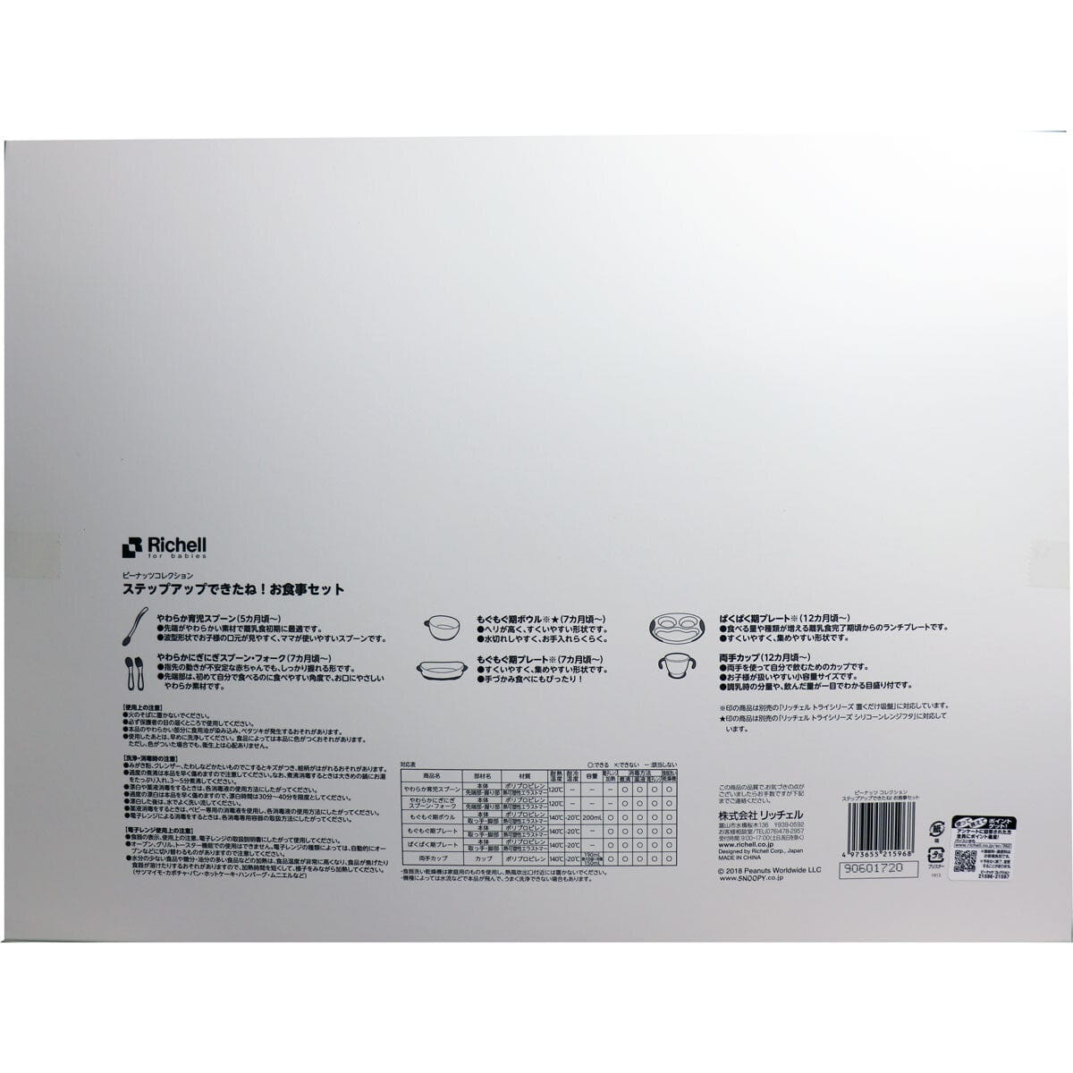 Richell - Vintage Snoopy Peanut Collection Step Up Stage 1-3 Baby Tableware Dining Dish Set - Baby Utensils Set Durio.sg