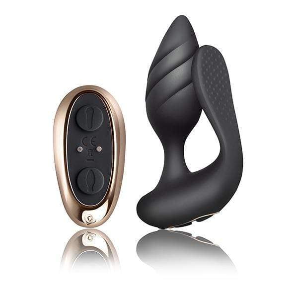 RocksOff - Cocktail Remote Control Dual Motored Couple's Toy (Black) - Couple's Massager (Vibration) Rechargeable Durio.sg