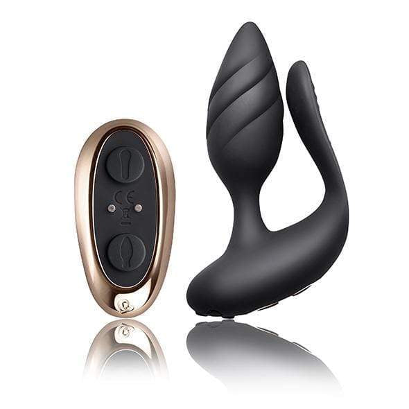 RocksOff - Cocktail Remote Control Dual Motored Couple's Toy (Black) - Couple's Massager (Vibration) Rechargeable Durio.sg