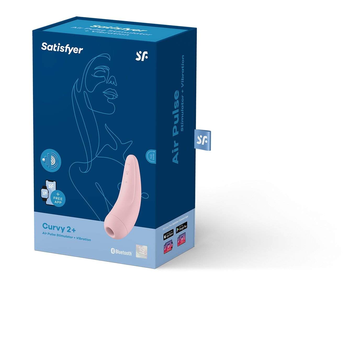 Satisfyer - Curvy 2+ App-Controlled Air Pulse Stimulator Vibrator (Pink) - Clit Massager (Vibration) Rechargeable Durio.sg