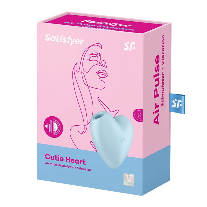 Satisfyer - Cutie Heart Air Pulse Clitoral Stimulator (Blue) - Clit Massager (Vibration) Rechargeable Durio.sg