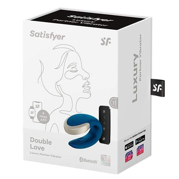 Satisfyer - Double Love App-Controlled Couple's Vibrator with Remote Control (Blue) - Remote Control Couple's Massager (Vibration) Rechargeable Durio.sg