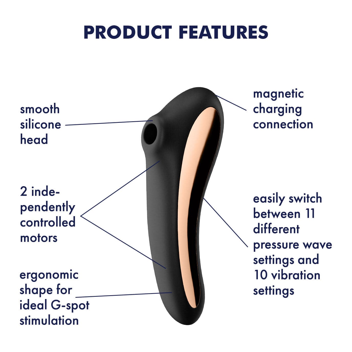 Satisfyer - Dual Kiss Insertable Air Pulse Vibrator Clitoral Air Stimulator (Black) - Clit Massager (Vibration) Rechargeable Durio.sg