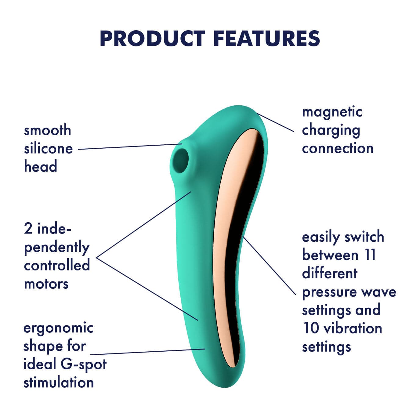 Satisfyer - Dual Kiss Insertable Air Pulse Vibrator Clitoral Air Stimulator (Green) - Clit Massager (Vibration) Rechargeable Durio.sg