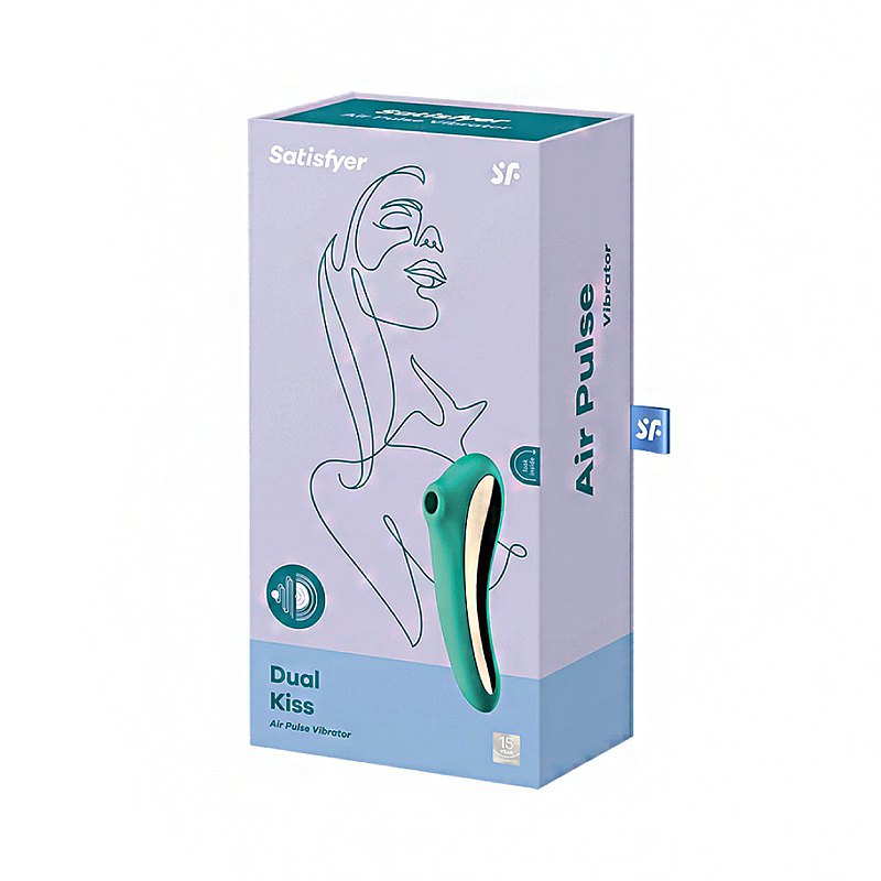 Satisfyer - Dual Kiss Insertable Air Pulse Vibrator Clitoral Air Stimulator (Green) - Clit Massager (Vibration) Rechargeable Durio.sg
