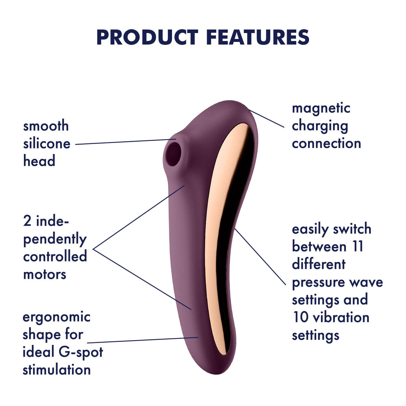 Satisfyer - Dual Kiss Insertable Air Pulse Vibrator Clitoral Air Stimulator (Purple) - Clit Massager (Vibration) Rechargeable Durio.sg