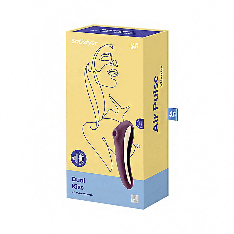 Satisfyer - Dual Kiss Insertable Air Pulse Vibrator Clitoral Air Stimulator (Purple) - Clit Massager (Vibration) Rechargeable Durio.sg