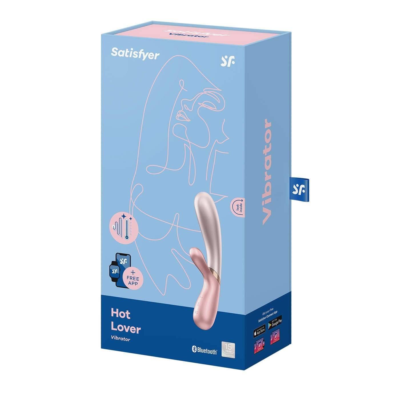 Satisfyer - Hot Lover Warming Rabbit Vibrator with Bluetooth and App (Pink/Dark Pink) - Rabbit Dildo (Vibration) Rechargeable Durio.sg