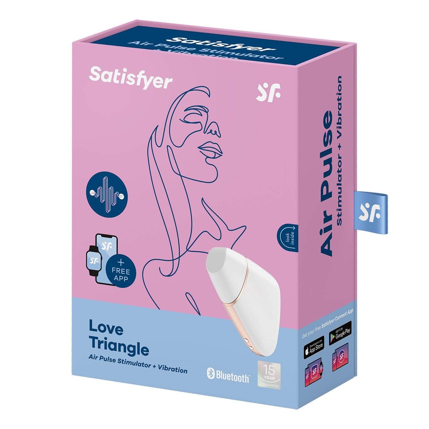 Satisfyer - Love Triangle App-Controlled Air Pulse Stimulator Vibrator (White) - Clit Massager (Vibration) Rechargeable Durio.sg