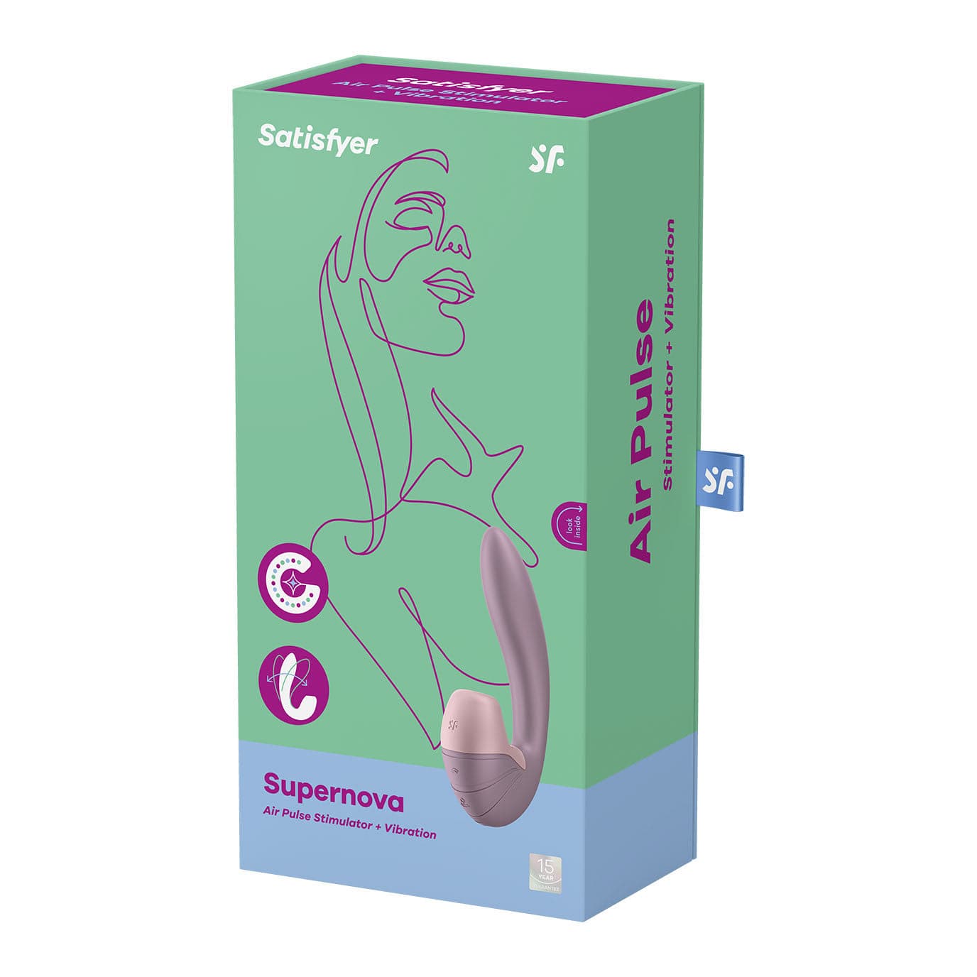 Satisfyer - Supernova Clitoral Air G Spot Dual Stimulator (Old Rose) - Clit Massager (Vibration) Rechargeable Durio.sg