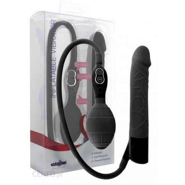 Seven Creations - Inflatable Vibrator (Black) - Realistic Dildo w/o suction cup (Vibration) Non Rechargeable Durio.sg