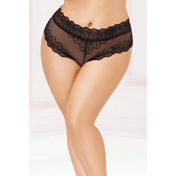 Seven til Midnight - High Waisted Panty with Lace Up Back 1X/2X (Black) - Lingerie (Non Vibration) Durio.sg