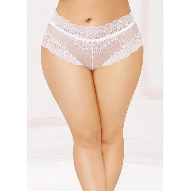 Seven til Midnight - High Waisted Panty with Lace Up Back 1X/2X (White) - Lingerie (Non Vibration) Durio.sg