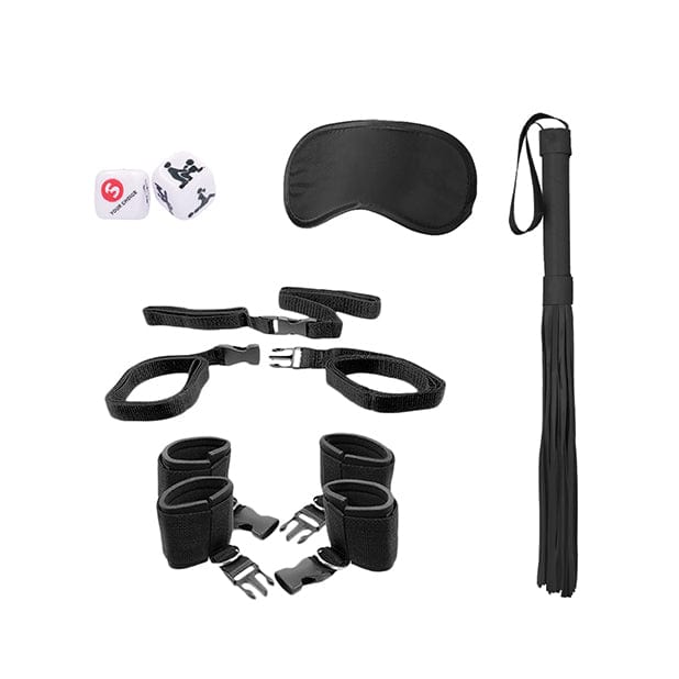 Shots - Ouch Black and White BDSM Bed Post Bindings Restraint Kit (Black) - Bed Restraint Durio.sg