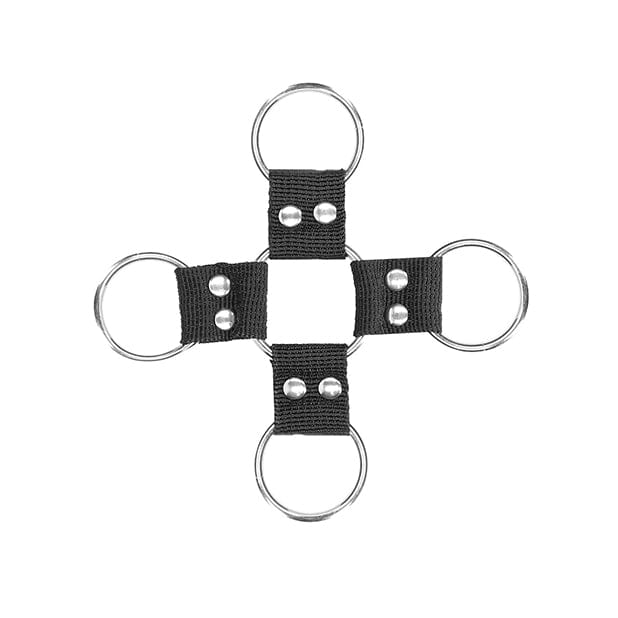 Shots - Ouch Black and White BDSM Velcro Hogtie with Hand and Ankle Cuffs (Black) - Hand/Leg Cuffs Durio.sg
