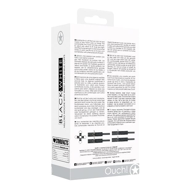 Shots - Ouch Black and White BDSM Velcro Hogtie with Hand and Ankle Cuffs (Black) - Hand/Leg Cuffs Durio.sg