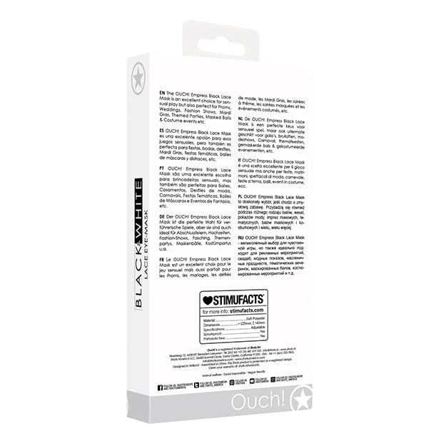 Shots - Ouch Black and White Lace Empress Eye Mask (Black) - Mask (Non blinded) Durio.sg