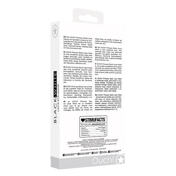 Shots - Ouch Black and White Lace Princess Eye Mask (Black) - Mask (Non blinded) Durio.sg