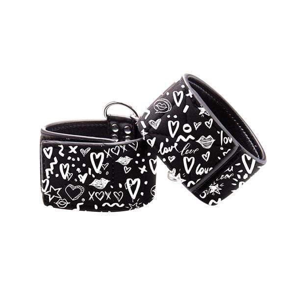 Shots - Ouch Love Street Art Fashion Printed Ankle Cuffs (Black) - Hand/Leg Cuffs Durio.sg