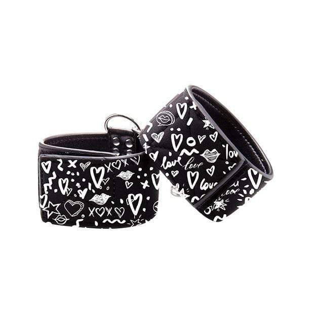 Shots - Ouch Love Street Art Fashion Printed Hand Cuffs (Black) - Hand/Leg Cuffs Durio.sg