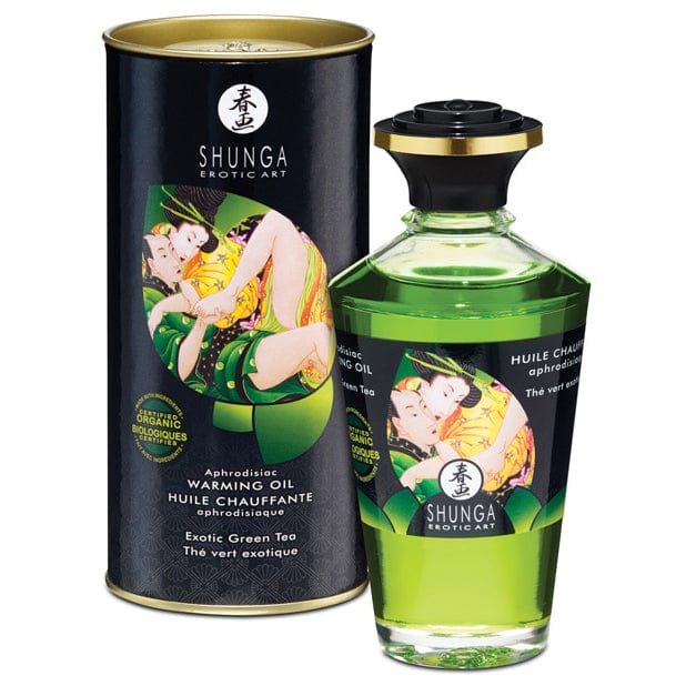 Shunga - Aphrodisiac Organic Flavored Warming Oil 3.5 oz (Erotic Green Tea) - Massage Oil Durio.sg